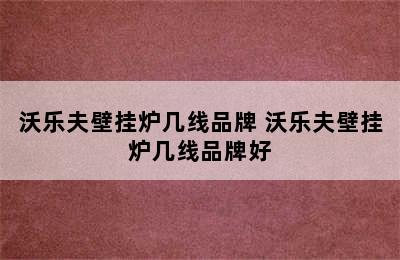 沃乐夫壁挂炉几线品牌 沃乐夫壁挂炉几线品牌好